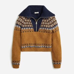 NWT J. Crew Fair Isle half-zip sweater in brushed yarn Size Medium